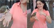 El tierno momento que vivió una sanjuanina: un pequeño pájaro se le prendió al dedo y no la soltó más