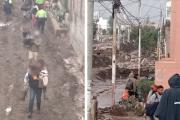 Arequipa: Vecinos de Flora Tristán evacúan sus viviendas ante el aumento del caudal en la torrentera Chullo –