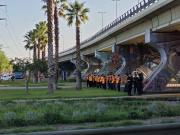 La protesta en el nudo vial que tuvo 100 policías y 20 manifestantes