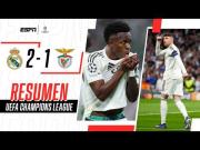 Goles del partido, Real Madrid vs Benfica (2-1) por Champions League
