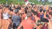 Locura granate en Río de Janeiro: los hinchas de Lanús coparon los playas de Brasil