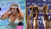 Con un baile y en bikini: Así fue el piscinazo de Skarleth Labra tras coronarse como Reina del Festival de Viña 2026