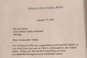 Memorias de su paso por Washington y la carta de Joe Biden: el cierre de la gestión de Juan Gabriel Valdés como embajador de Chile en EEUU