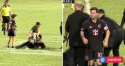 Puertorriqueños hicieron enojar a Messi: invadieron cancha y lo tiraron al piso en bochornoso amistoso