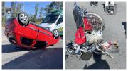 Joven está grave por chocar su moto y provocar que un auto volcara en la Interbalnearia