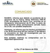 NAABOL cierra pista del Aeropuerto de El Alto tras accidente de aeronave FAB-81