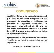 El Aeropuerto Internacional de El Alto reanuda operaciones tras accidente aéreo