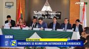 Empresarios y cívicos de Chuquisaca satisfechos tras reunión con el presidente