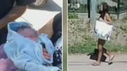 Horror: abandonó a su bebé recién nacido en una bolsa y la detuvieron gracias a un video