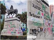 Una vez más el monumento al Mariscal Antonio José de Sucre fue vandalizado