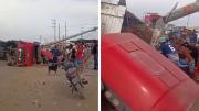 Camión impacta contra poste y se vuelca en Ica: accidente dejó dos muertos y cuatro heridos
