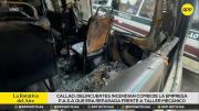 Callao: delincuentes queman combi de la empresa P.A.S.A. frente a taller mecánico