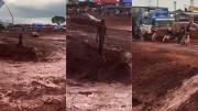 Video: una exhibición de camionetas terminó en accidente y varias personas fueron atropelladas