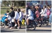 De a cuatro a la vez y sin casco: preocupa traslado de escolares en moto