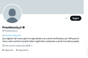 Anónimo se apropió del nombre de la cuenta de Presidencia en X