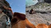 VIRAL: Revelan video de la cámara que llevaba perrita de influencer que casi cae por un acantilado