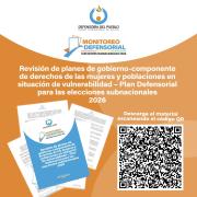 DEFENSORÍA DEL PUEBLO EXPRESA PREOCUPACIÓN POR LIMITADA INCORPORACIÓN DEL ENFOQUE DE DD.HH. EN PLANES DE GOBIERNO PARA LAS ELECCIONES SUBNACIONALES 2026