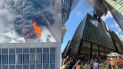 VIDEO VIRAL: El voraz incendio que consumió un rascacielos de Nueva York y fue comparado con las Torres Gemelas