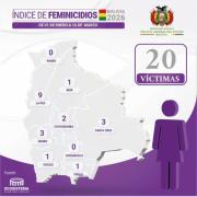 Bolivia reporta 20 feminicidios en menos de 3 meses
