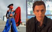 El divertido saludo de Tom Holland al Gaucho Araña, un bailarín de folklore caracterizado como Spider-Man