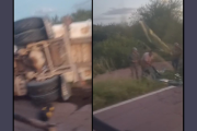 Volcó un camión en la Ruta Nacional 89 y generó alarma en el interior santiagueño