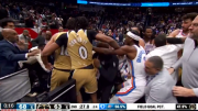 Los jugadores terminaron a las piñas entre el público en un partido de la NBA