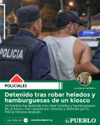Detenido tras robar helados y hamburguesas de un kiosco