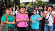 Con discursos encendidos, trabajadores de salud llevan su protesta a la Quinta Municipal