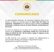 Santa Cruz: Cierran tramo la Angostura-Samaipata por derrumbes y caída de rocas