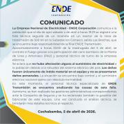 ENDE descarta cortes de luz tras incendio y reporta solo daños materiales