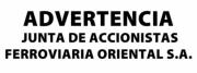 ADVERTENCIA: Junta de Accionistas Ferroviaria Oriental S.A.