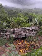 Camión con garrafas se embarranca en la ruta a Coripata