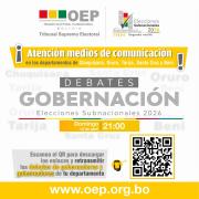 Balotaje subnacional: TSE recuerda que el debate por cinco gobernaciones comenzará a las 21.00