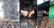 Incendio consume una comercializadora de llantas en Pando; bomberos de Brasil ayudan a sofocar el fuego