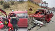 Choque entre bus y minibús en la autopista La Paz