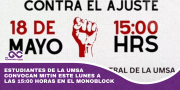 Estudiantes de la UMSA convocan mitin este lunes a las 15:00 horas en el monoblock