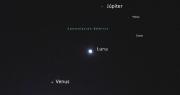 Espectáculo astronómico: Venus, Júpiter y la Luna sobre se alinearon sobre el cielo de Tarija