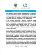 PRONUNCIAMIENTO CONJUNTO - DEFENSORÍA DEL PUEBLO Y LA IGLESIA CATÓLICA