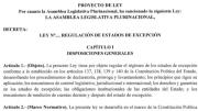 Proyecto de Ley de Estado de Excepción prevé uso de la “fuerza letal” como “absoluto último recurso”