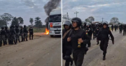 Tras operativo en San Julián, comunarios instalan bloqueo en San Andrés y la Policía se repliega