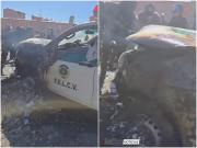 Turba retuvo a policías y quemó una patrulla de la FELCV en El Alto