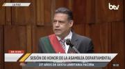 En la sesión de honor, Revilla resalta el rol de la asamblea departamental y denuncia abandono de provincias