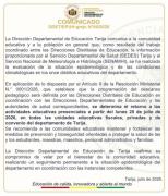 Oficial: El lunes 20 de julio se retoman las actividades educativas en Tarija