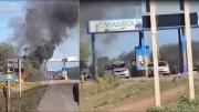 Encapuchados desafían a la Aduana en Boyuibe, incendian vehículos y dañan infraestructura de vías Bolivia