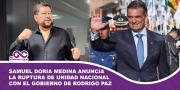 Samuel Doria Medina anuncia la separación de Unidad Nacional del gobierno de Rodrigo Paz