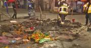 Puesto de venta de símbolos patrios ardió y se consumió, denuncian que un hombre fue quien prendió el fuego y huyó