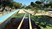 El abandono convierte a las fuentes danzantes en piscinas de aguas verdes y basura