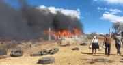 Registran un incendio en el cerro Cota, en medio de la peregrinación por la Virgen de Urkupiña