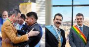 Lara posó junto a Loza y Paz con Manfred en los actos por el grito libertario de Cochabamba