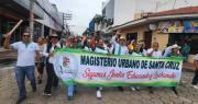 Maestros urbanos marchan en Santa Cruz y exigen abrogación del Decreto Supremo 5716